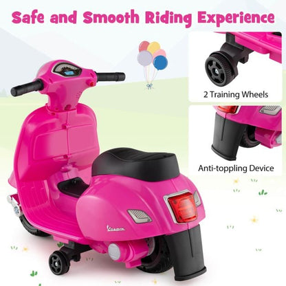 6V Kids Ride on Motorcycle Vespa Licensed with Lights and Horn Sound-Pink