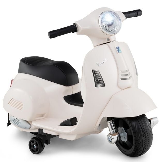 6V Kids Ride on Motorcycle Vespa Licensed with Lights and Horn Sound-White