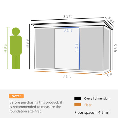 سقيفة معدنية من Outsunny مقاس 8.5 × 6 أقدام مع ألواح Lightsky، منزل أدوات تخزين للحديقة مع أبواب مزدوجة للحديقة والفناء والحديقة، باللون الأخضر