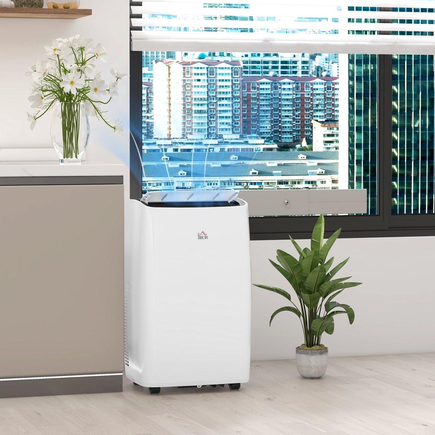 14,000 BTU Mobile Air Conditioner for Room up to 40m², with Dehumidifier, Sleep Mode, 24H Timer On/off, Wheels