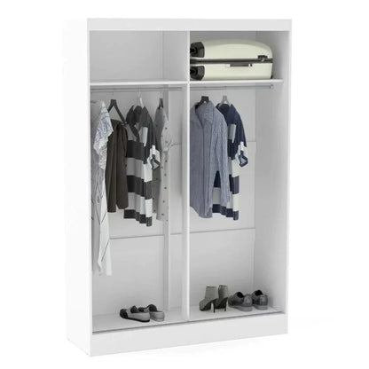 Lynx 2 Door Mirrored Sliding Wardrobe - White and Grey