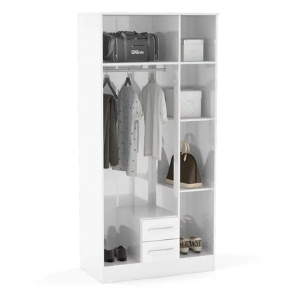 Lynx 3 Door 2 Drawer Mirrored Wardrobe - White