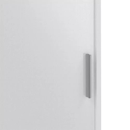 Classic Design High Gloss Sliding Door Wardrobe with 3 Drawers - White