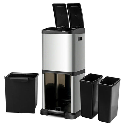 32L Stainless Steel Recycling Pedal Bin