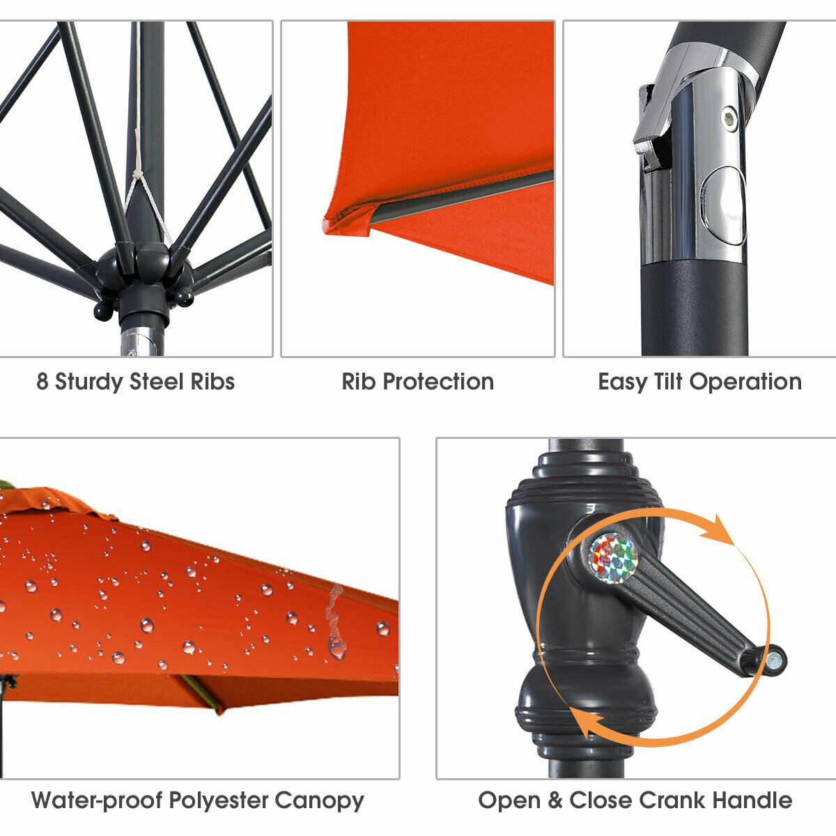 2.7m Garden Parasol with Crank-Orange