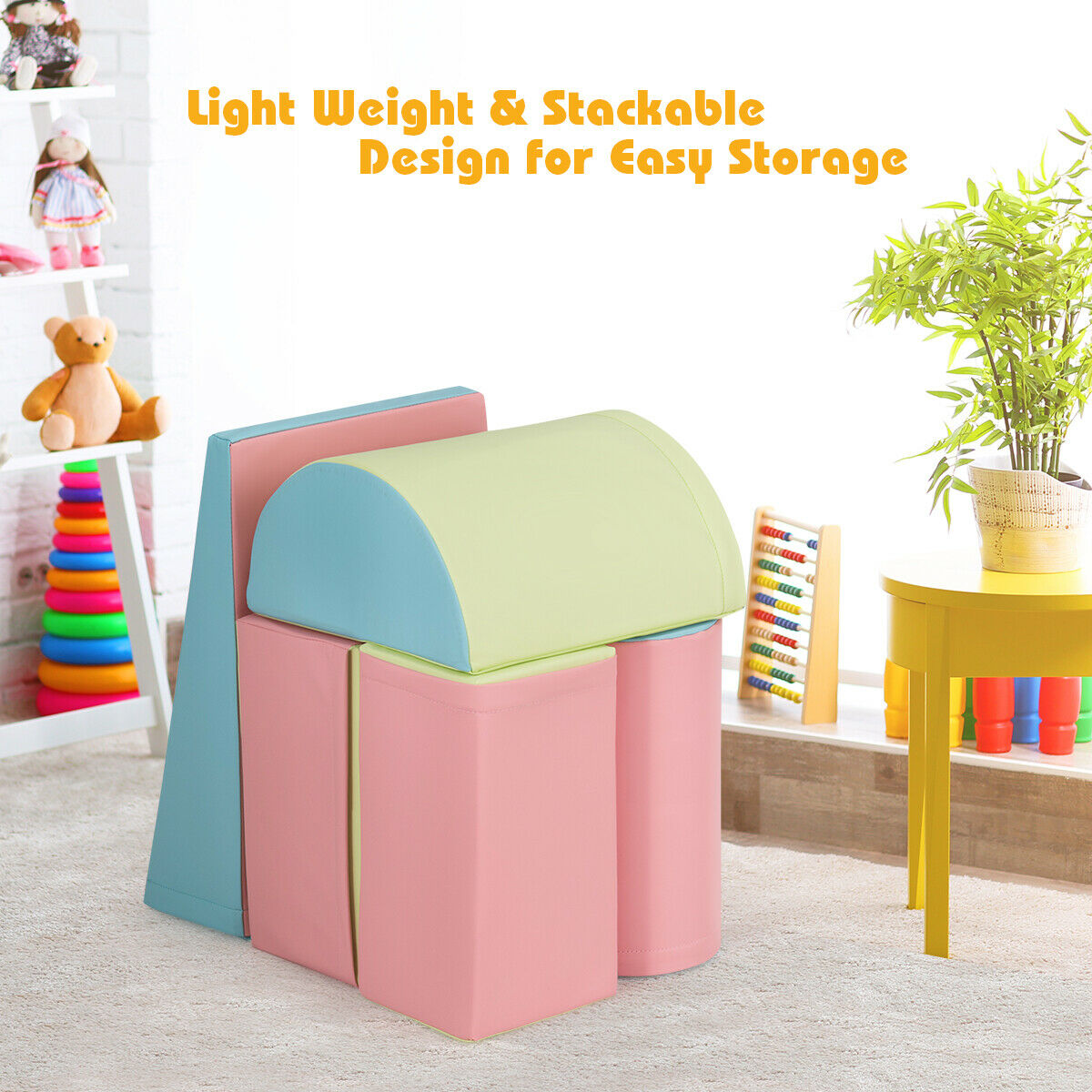 5-Piece Foam Baby Climb and Crawl Activity Play Set-Pink