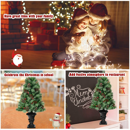 4FT Snow Flocked Artificial Christmas Tree with Red Berries