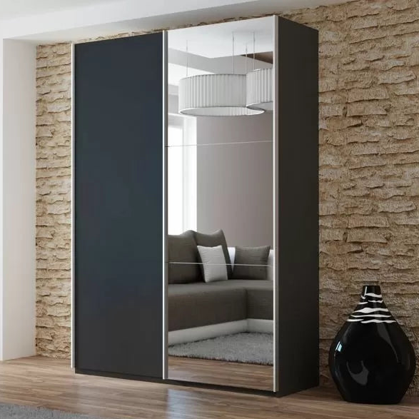 Lisa 2 Sliding Door Mirror Wardrobe White, Black, Grey