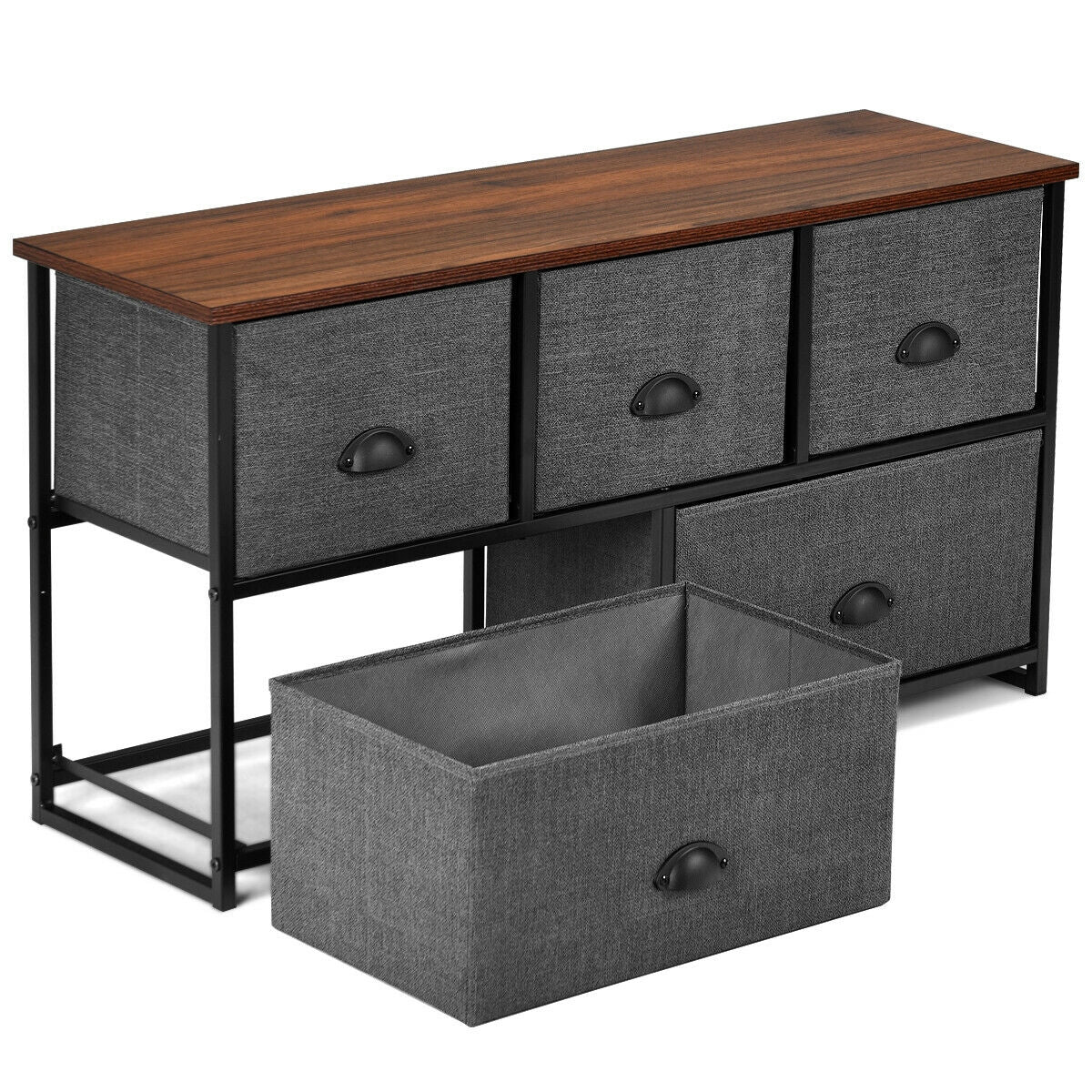 Wood Dresser Storage Unit Side Table Display Organizer-Black