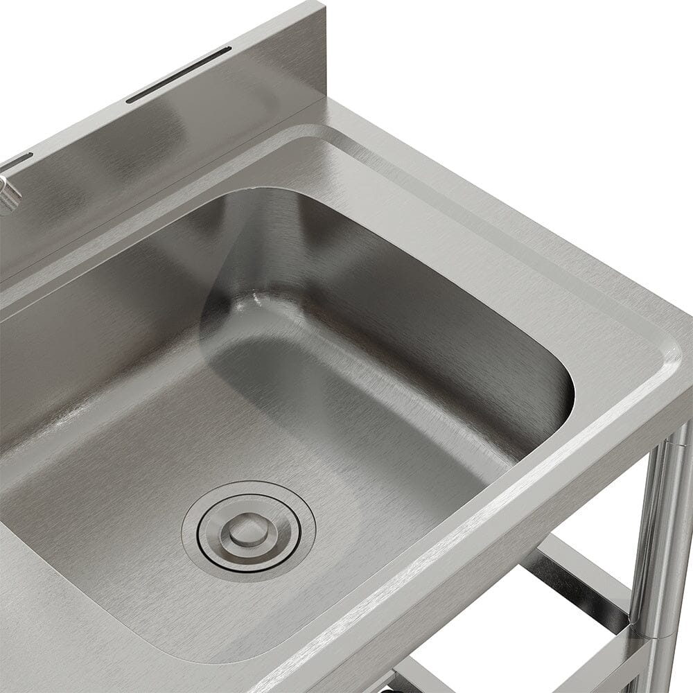 Stainless Steel One Compartment Sink with Shelves