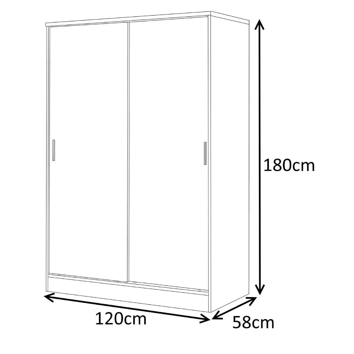 Reflect High Gloss XL 2 Door Sliding Wardrobe - Grey and Matt White