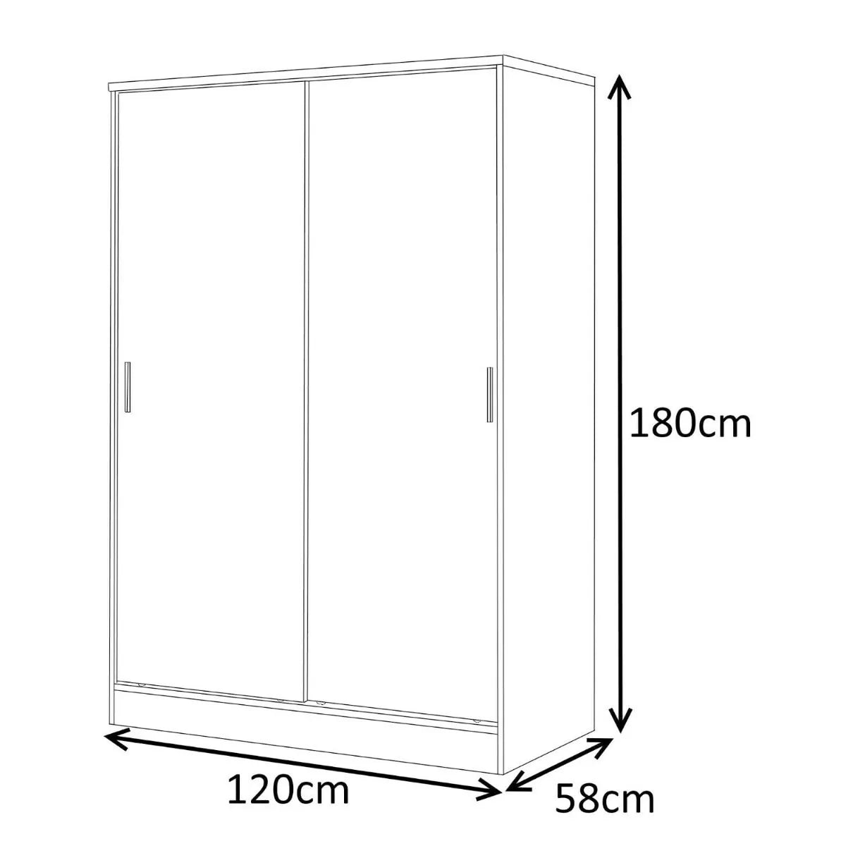 Reflect High Gloss XL 2 Door Sliding Wardrobe - Black