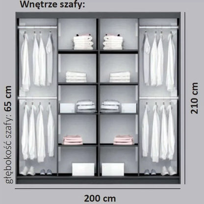 Lothian 2 Sliding Door 200cm Wardrobe with Mirror - White