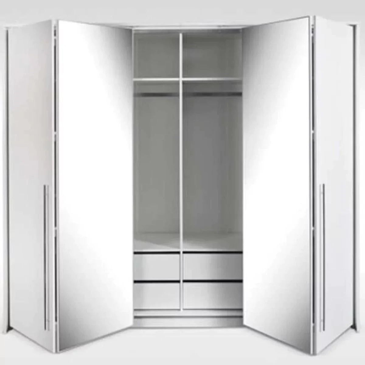 Kirklees Swinging Doors Wardrobe with Mirror - 256cm Grey