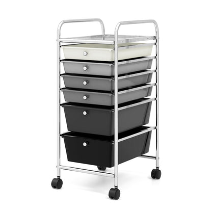 6 Drawers Storage Trolley with 4 Wheels for Makeup Beauty Salon-Black