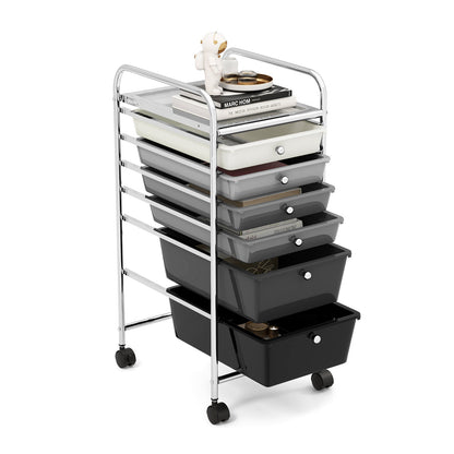 6 Drawers Storage Trolley with 4 Wheels for Makeup Beauty Salon-Black