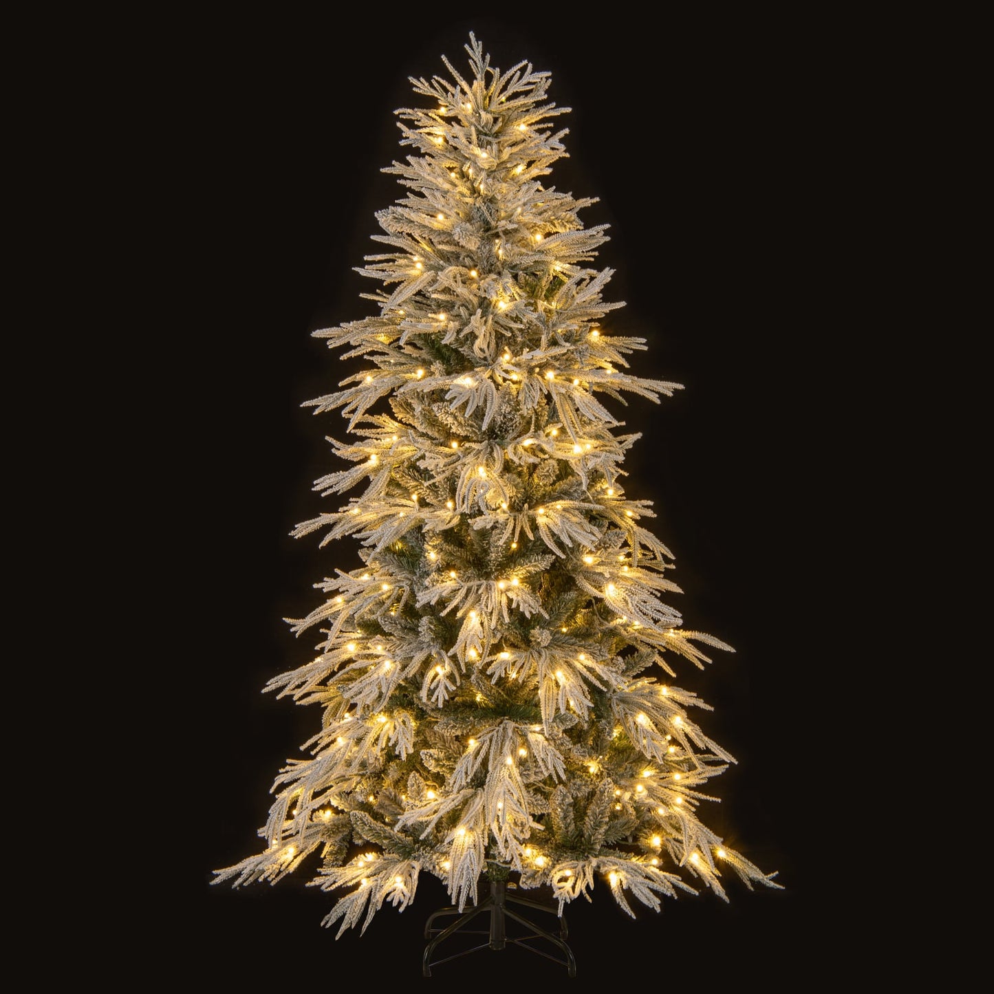 6 FT Artificial Christmas Tree Flocked Xmas Tree with 250 Warm White LED Lights and Folding Metal Stand-S