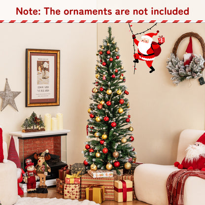 5/6 FT Artificial Christmas Tree Pre-lit Xmas Tree with 150/250 Multi-color and Warm White Switchable LED Lights-6FT