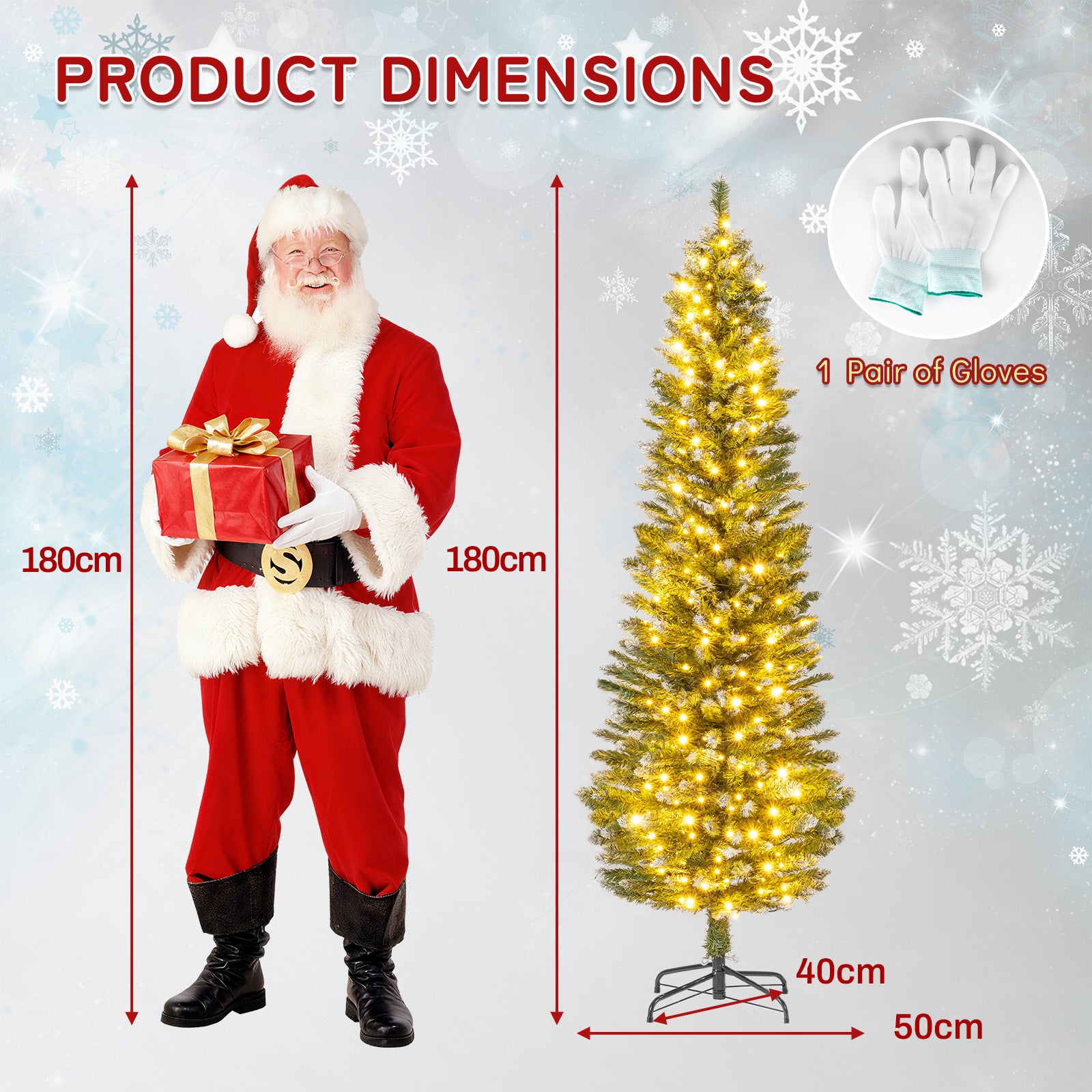 5/6 FT Artificial Christmas Tree Pre-lit Xmas Tree with 150/250 Multi-color and Warm White Switchable LED Lights-6FT