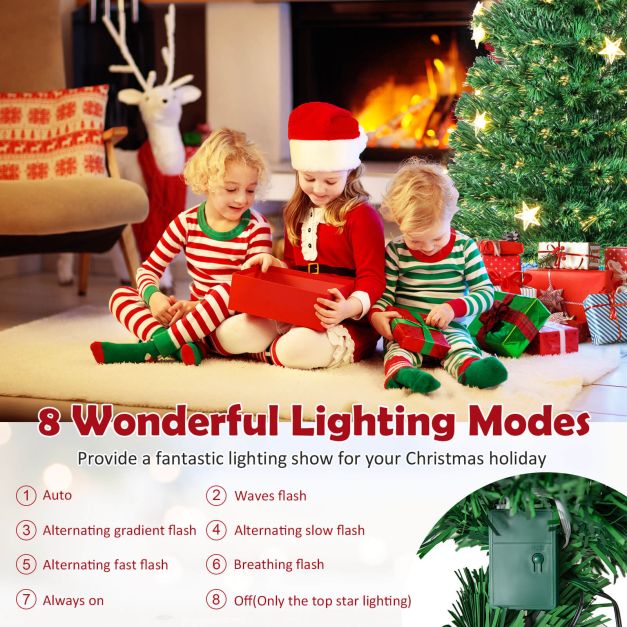 5/6FT Fiber Optic Artificial Christmas Tree with 21 Star LED Lights-6FT