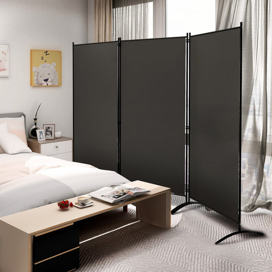 3 Panel Folding Room Divider-Grey