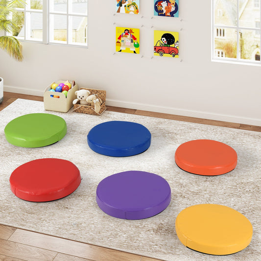 6 PCS Round Floor Cushions with Handles for Kids-Colourful
