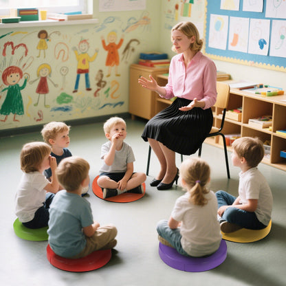 6 PCS Round Floor Cushions with Handles for Kids-Colourful