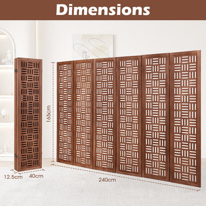 4/6 Panel Room Divider with Double Action Metal Hinges-6-Panel