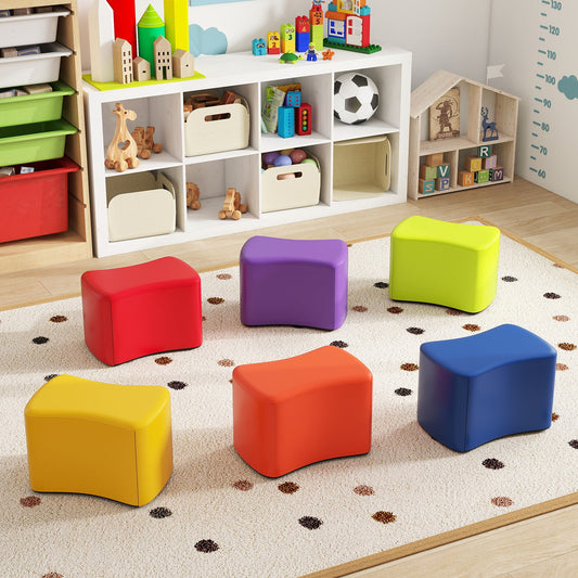 6-Piece Butterfly Stools Modular Soft Foam Seating Set with Waterproof PU Cover-Rainbow