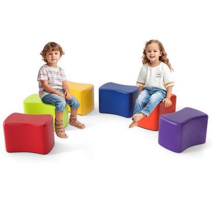 6-Piece Butterfly Stools Modular Soft Foam Seating Set with Waterproof PU Cover-Rainbow