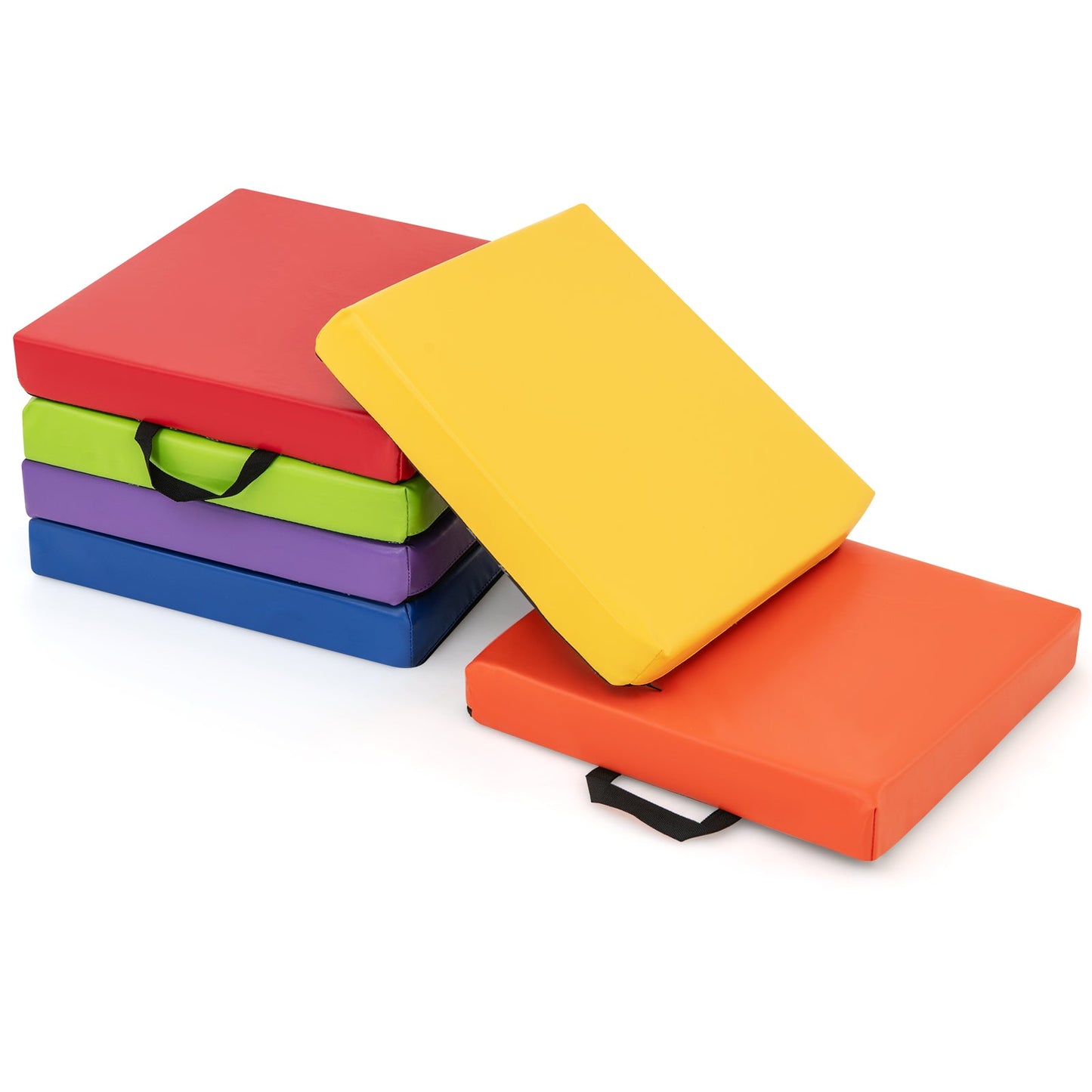 6 Pieces Square Floor Cushions with Carrying Handles-Colourful