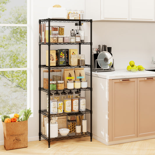 3/4/5/6-Tier Wire Shelving Unit Adjustable Metal Storage Shelves with V-shaped Shelving Rack-6-Tier