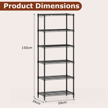 3/4/5/6-Tier Wire Shelving Unit Adjustable Metal Storage Shelves with V-shaped Shelving Rack-6-Tier
