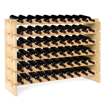 6 Tiers 60 Bottles Wine Rack with Tool-Free Assembly-Natural