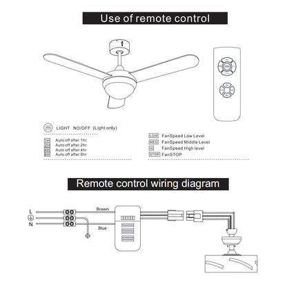 Silver 3 Blade Ceiling Fan with LED Lamp & Remote Control 42Inch