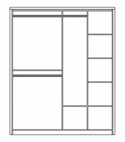 Barse 2 Door Mirrored Sliding Wardrobe 180cm - Oak, White, Grey