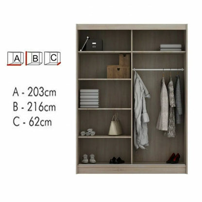 Vikas II Sliding Door Wardrobe - Black, White, Grey