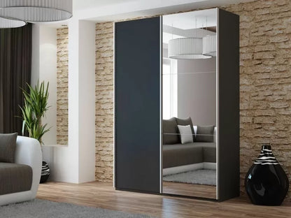 Lisa 2 Sliding Door Mirror Wardrobe White, Black, Grey