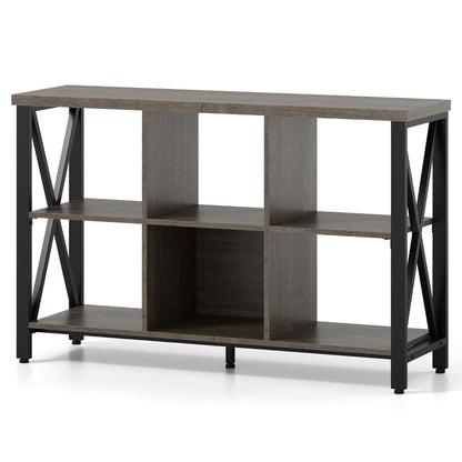 6-Cube Storage Organizer 120CM Wide Bookshelf with Open Compartments-Grey
