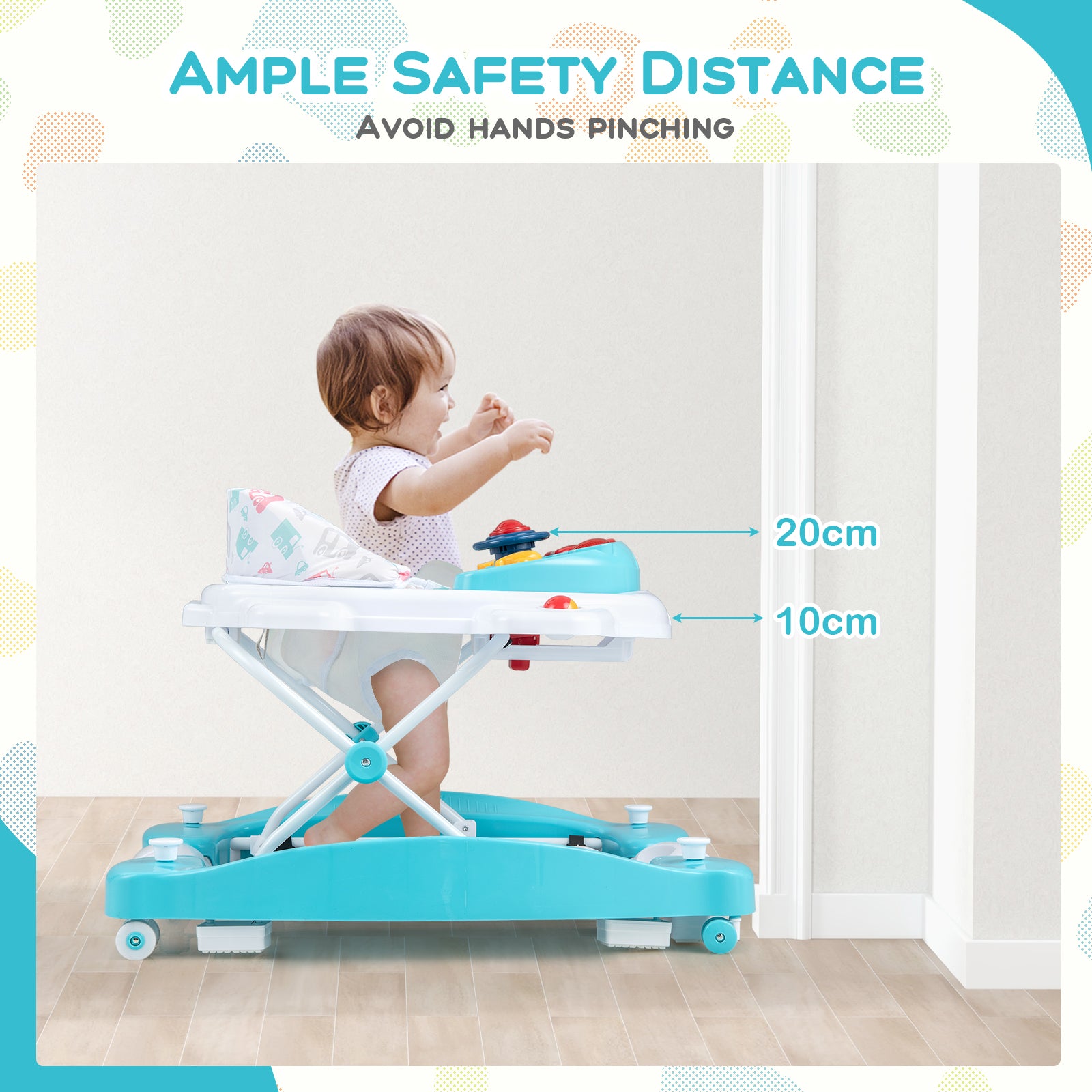 6 in 1 Adjustable Baby Walker Folding Baby Activity Center with Music Lights-Green