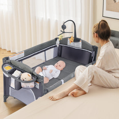 6-in-1 Baby Bed Travel Cot with Changing Table for Baby-Blue