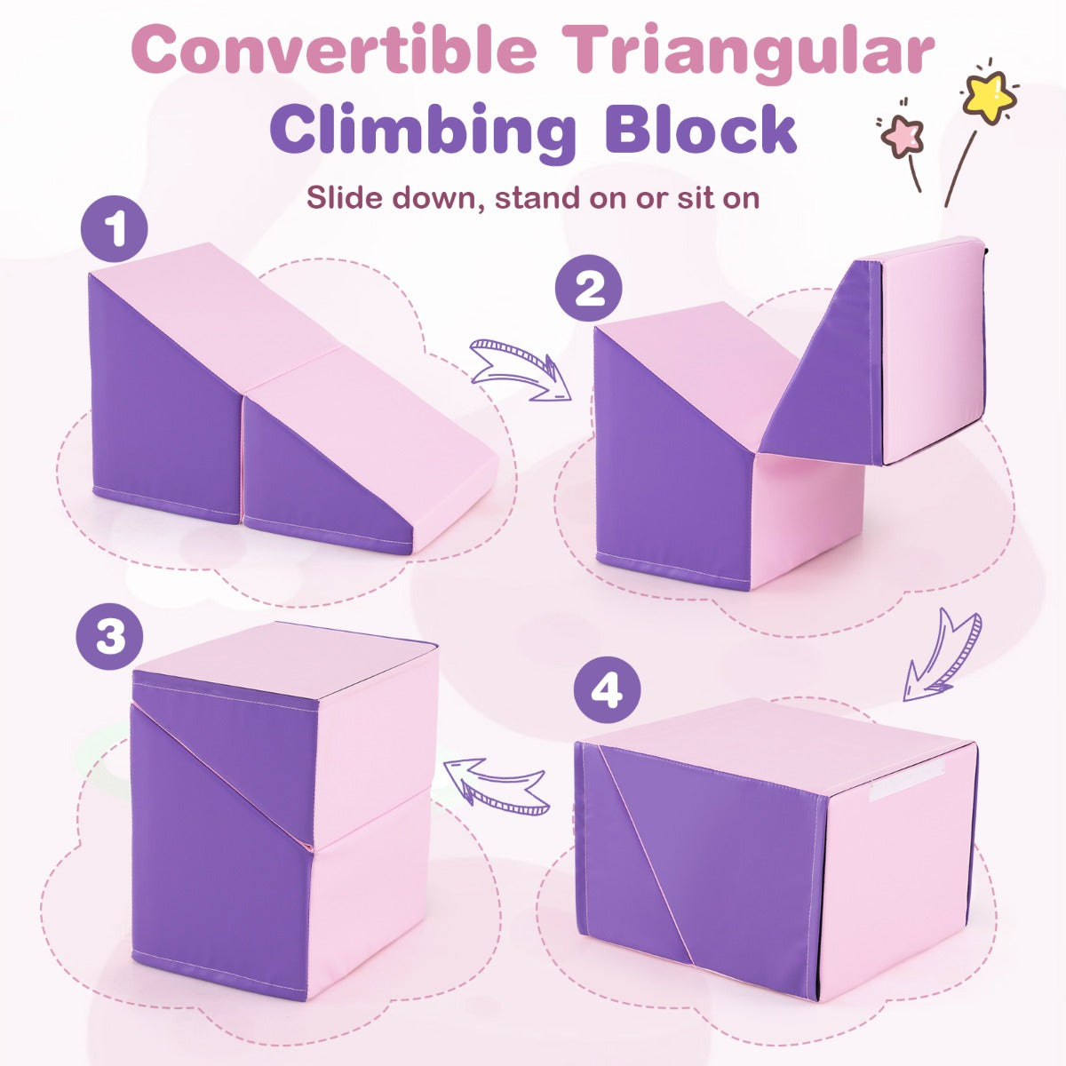 6 PCS Foam Climbing Blocks with Tunnel Stairs and Ramp for 12 Months+-Multicolour