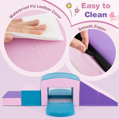 6 PCS Foam Climbing Blocks with Tunnel Stairs and Ramp for 12 Months+-Multicolour