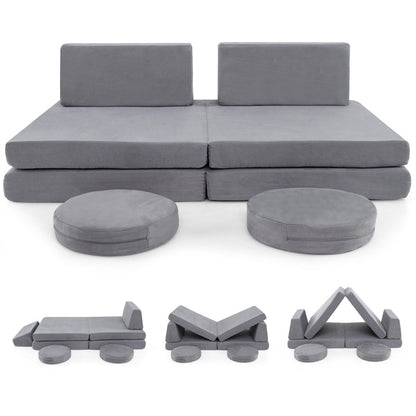Toddler Creative Imaginative Furniture Play Set for Playroom Bedroom Living Room-Grey