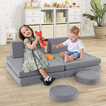 Toddler Creative Imaginative Furniture Play Set for Playroom Bedroom Living Room-Grey