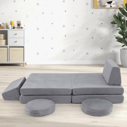 Toddler Creative Imaginative Furniture Play Set for Playroom Bedroom Living Room-Grey