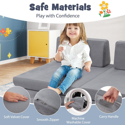 Toddler Creative Imaginative Furniture Play Set for Playroom Bedroom Living Room-Grey