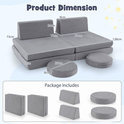 Toddler Creative Imaginative Furniture Play Set for Playroom Bedroom Living Room-Grey