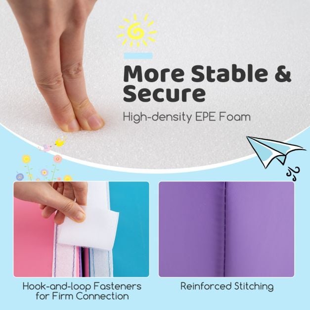 6 pcs. foam building blocks soft building blocks with tunnel stairs &amp; ramp purple+pink