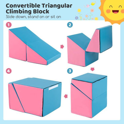 6 pcs. foam building blocks soft building blocks with tunnel stairs &amp; ramp purple+pink